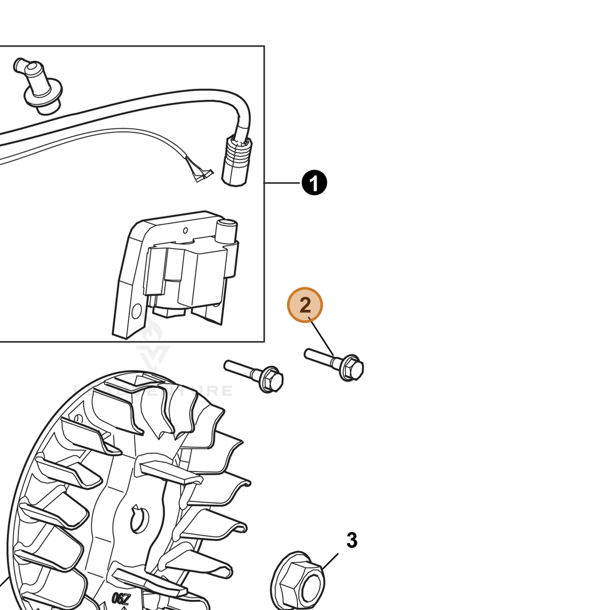 ECHO part YH435000040 — IPL diagram snippet (6x zoom, amber highlight)