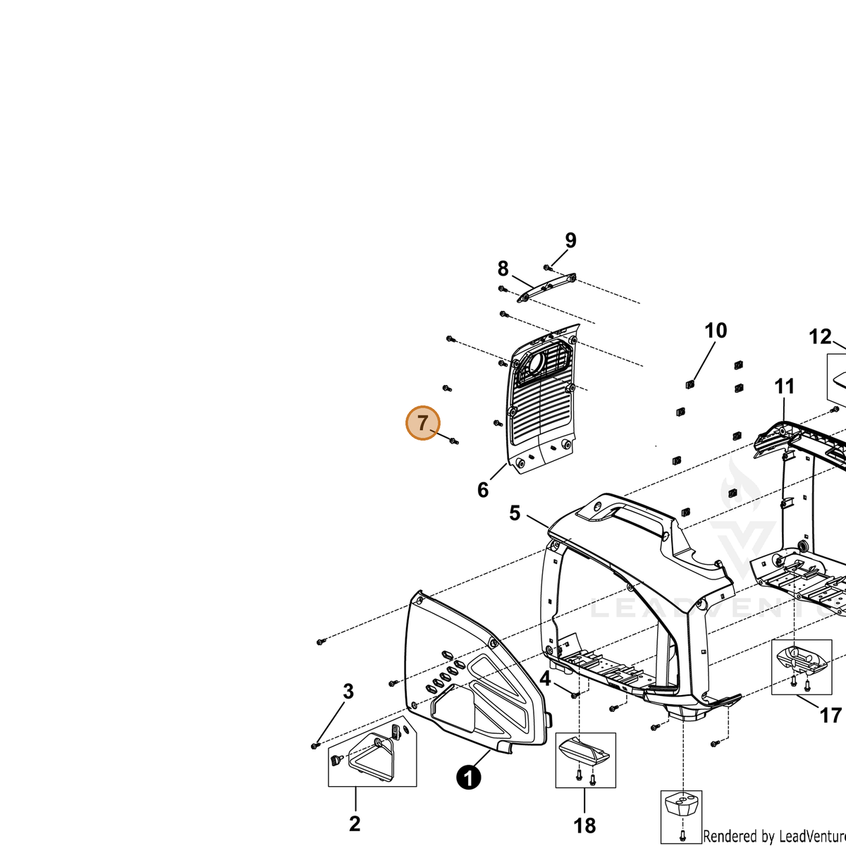 ECHO part YH435000090 — IPL diagram snippet (6x zoom, amber highlight)