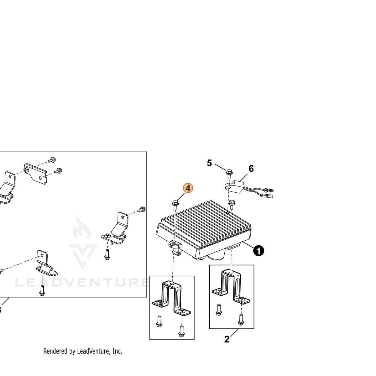 ECHO part YH435000100 — IPL diagram snippet (6x zoom, amber highlight)