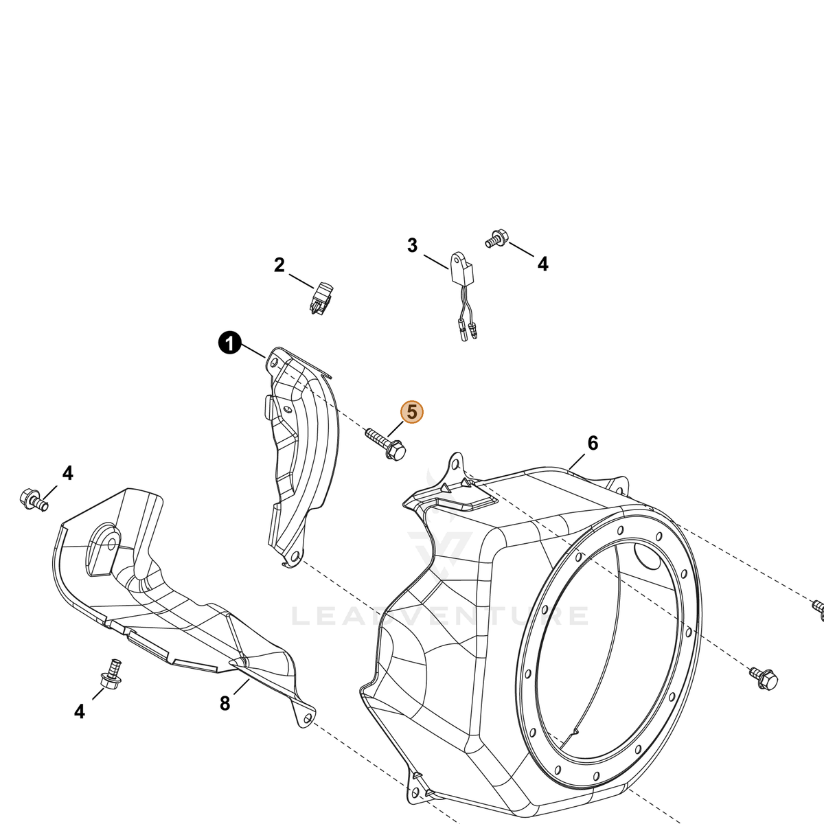 ECHO part YH435000190 — IPL diagram snippet (6x zoom, amber highlight)