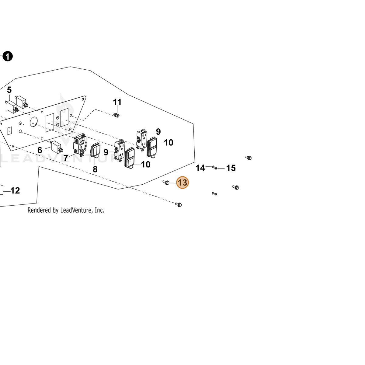 ECHO part YH435000220 — IPL diagram snippet (6x zoom, amber highlight)