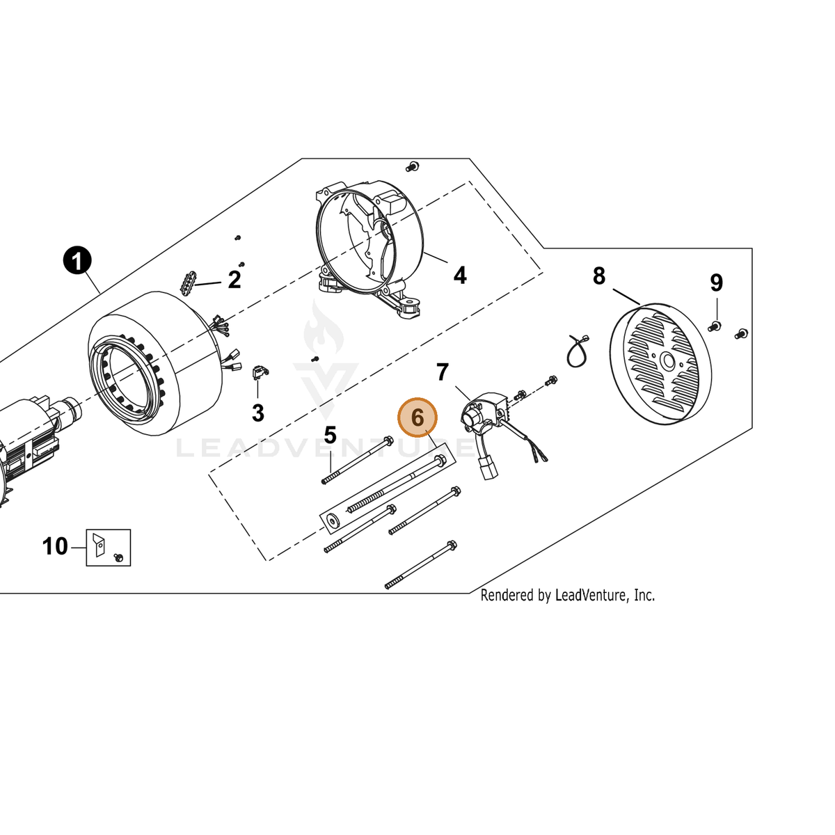ECHO part YH435000250 — IPL diagram snippet (6x zoom, amber highlight)