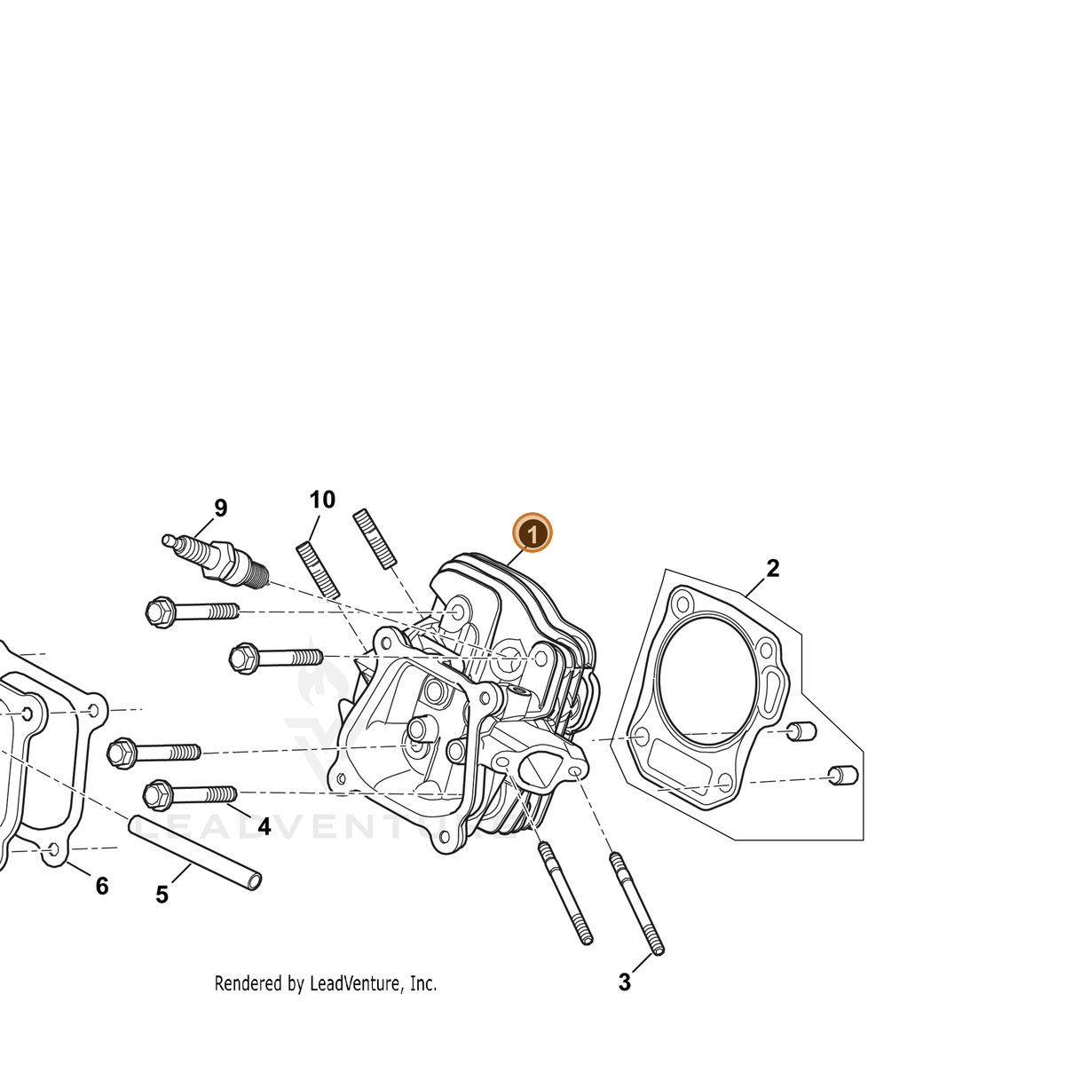 ECHO part YH435000280 — IPL diagram snippet (6x zoom, amber highlight)