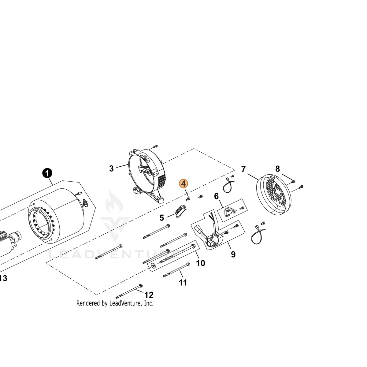 ECHO part YH435000300 — IPL diagram snippet (6x zoom, amber highlight)
