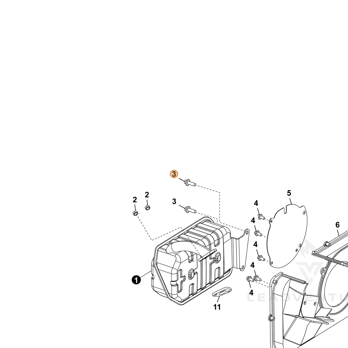 ECHO part YH435000360 — IPL diagram snippet (6x zoom, amber highlight)