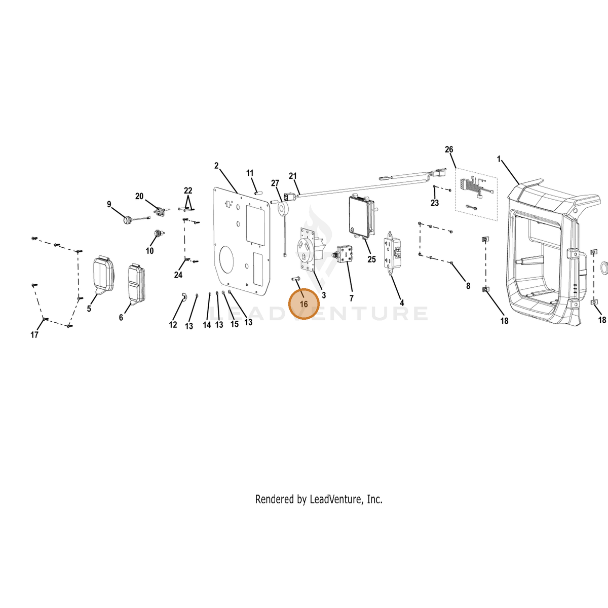 ECHO part YH435000410 — IPL diagram snippet (6x zoom, amber highlight)