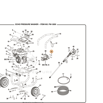 ECHO part YH435000460 — IPL diagram snippet (6x zoom, amber highlight)