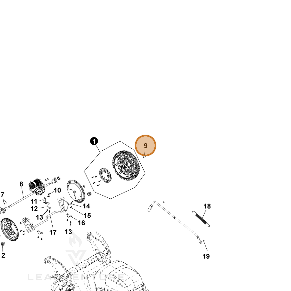 ECHO part YH435000480 — IPL diagram snippet (6x zoom, amber highlight)