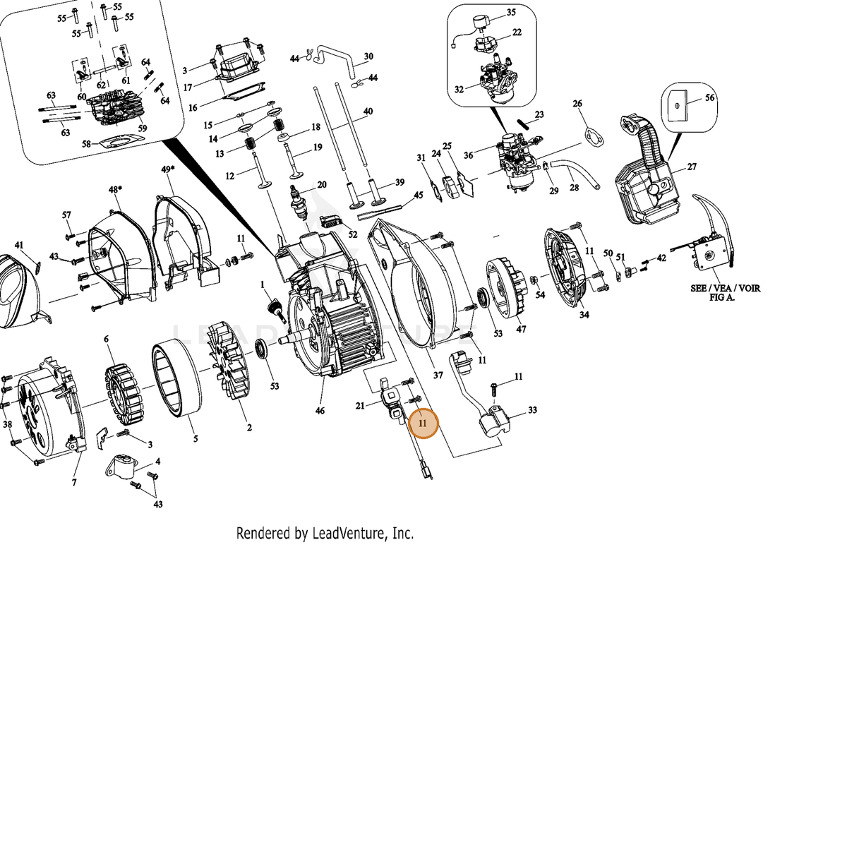 ECHO part YH435000590 — IPL diagram snippet (6x zoom, amber highlight)