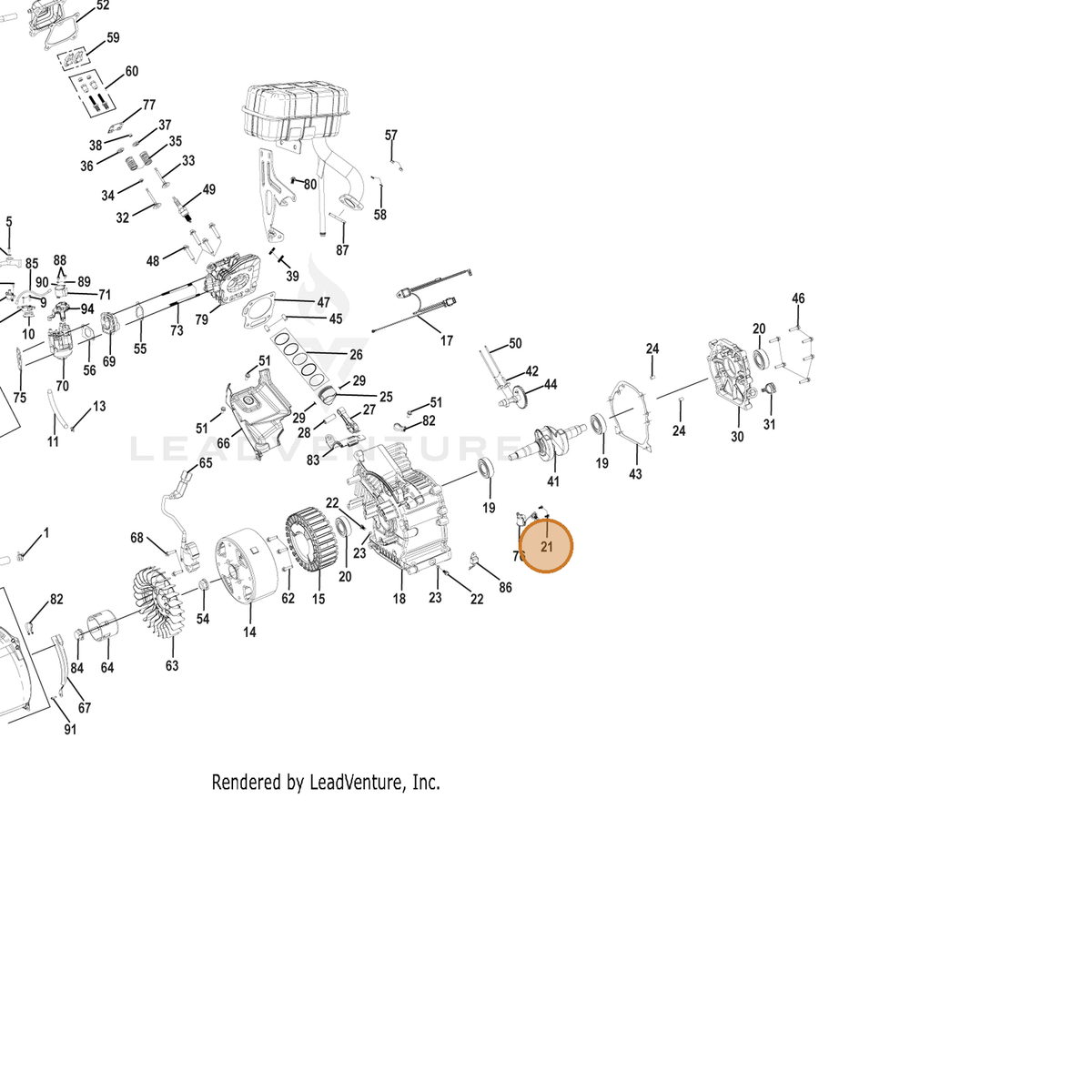 ECHO part YH435000620 — IPL diagram snippet (6x zoom, amber highlight)