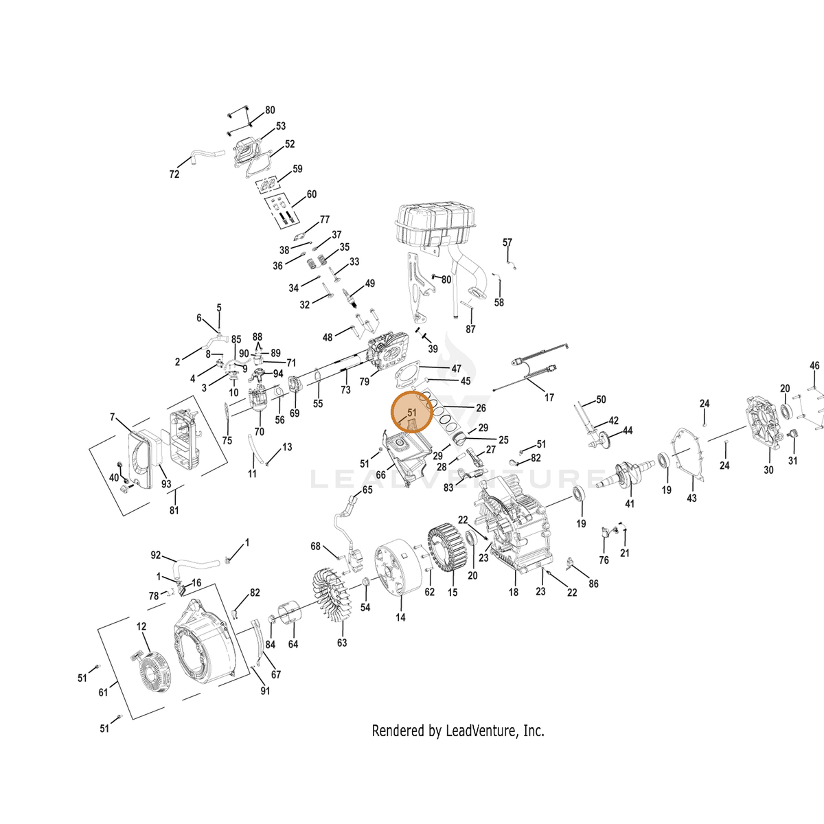 ECHO part YH435000650 — IPL diagram snippet (6x zoom, amber highlight)