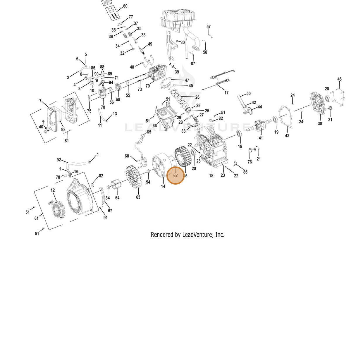 ECHO part YH435000660 — IPL diagram snippet (6x zoom, amber highlight)