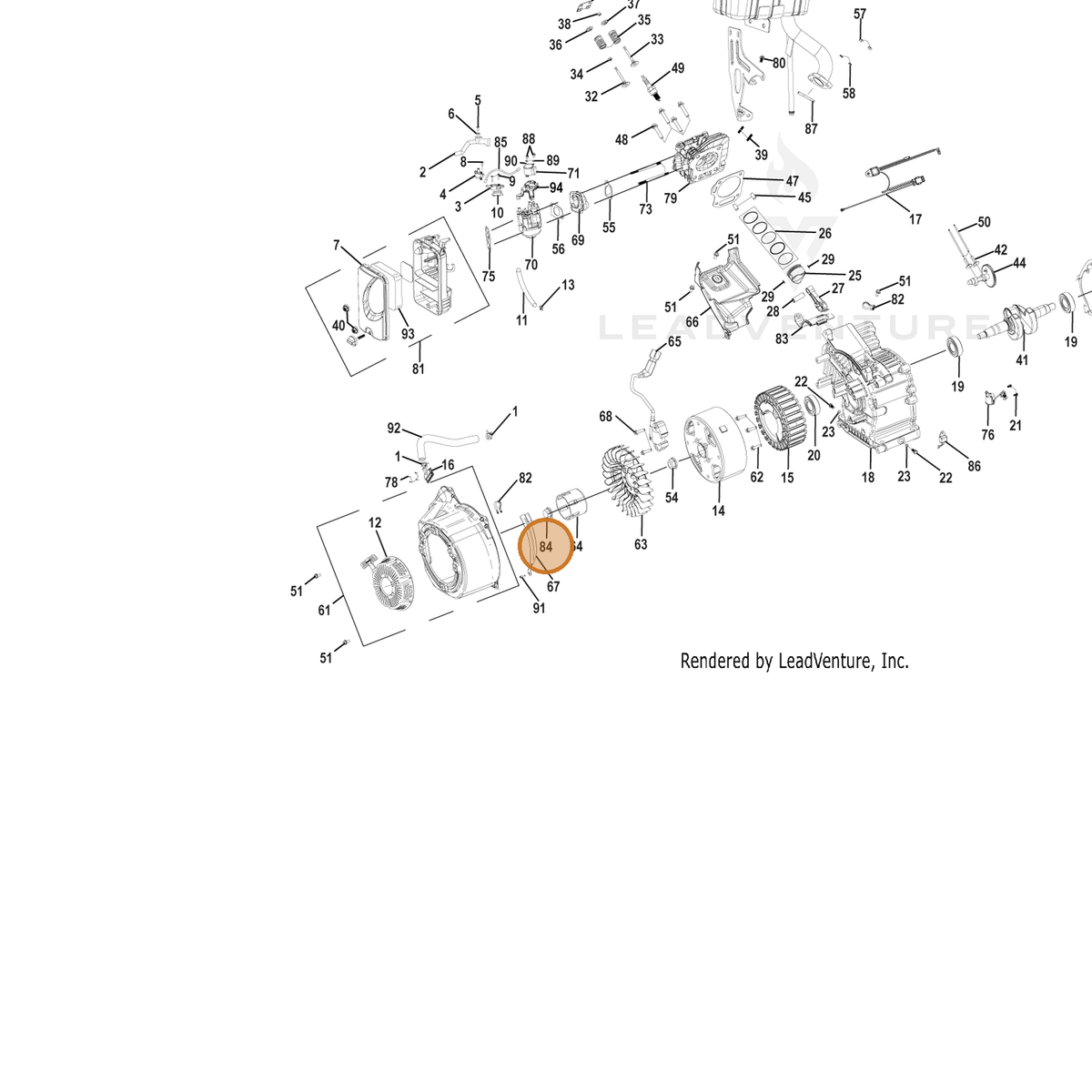 ECHO part YH435000690 — IPL diagram snippet (6x zoom, amber highlight)