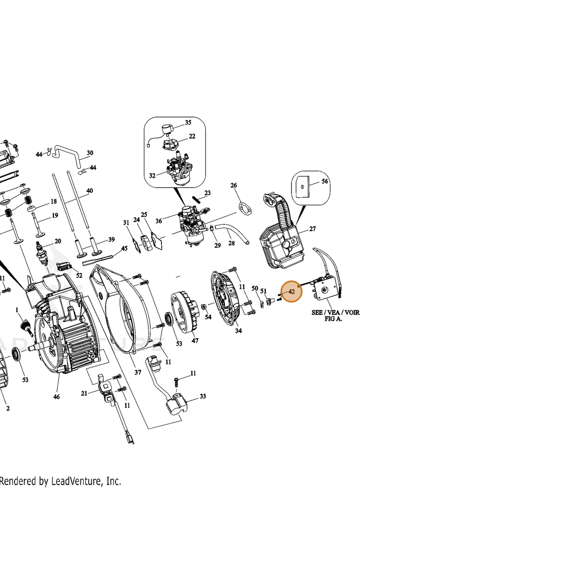 ECHO part YH435000720 — IPL diagram snippet (6x zoom, amber highlight)