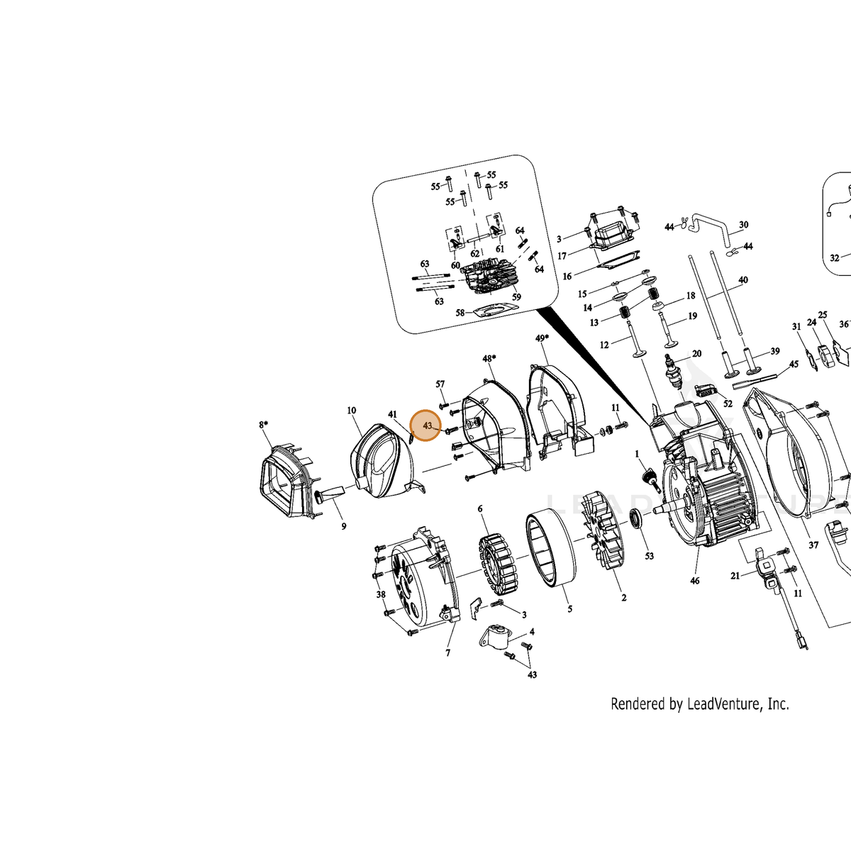 ECHO part YH435000730 — IPL diagram snippet (6x zoom, amber highlight)