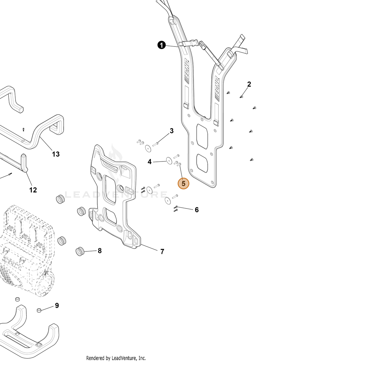 ECHO part YH435000790 — IPL diagram snippet (6x zoom, amber highlight)