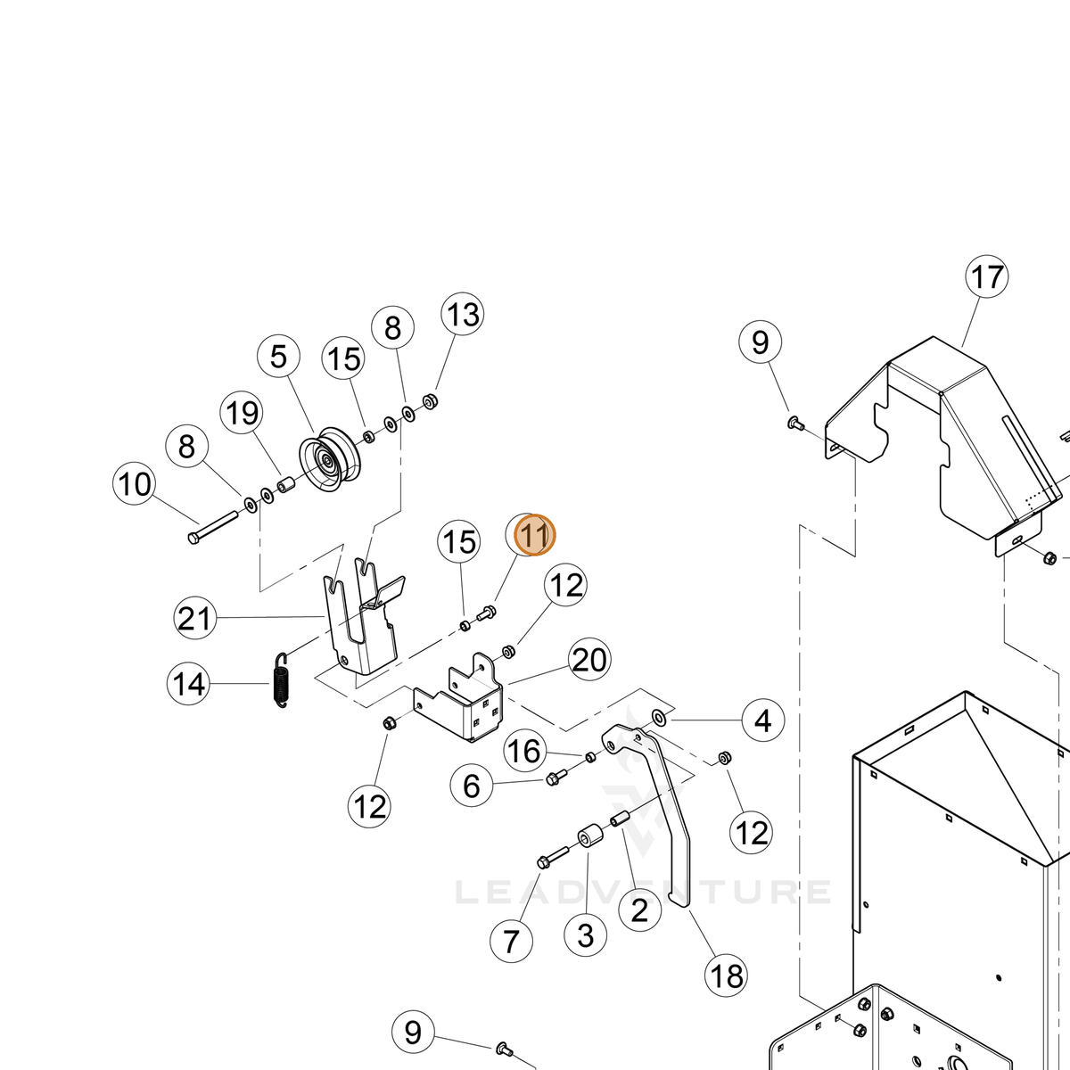 ECHO part YH436000010 — IPL diagram snippet (6x zoom, amber highlight)
