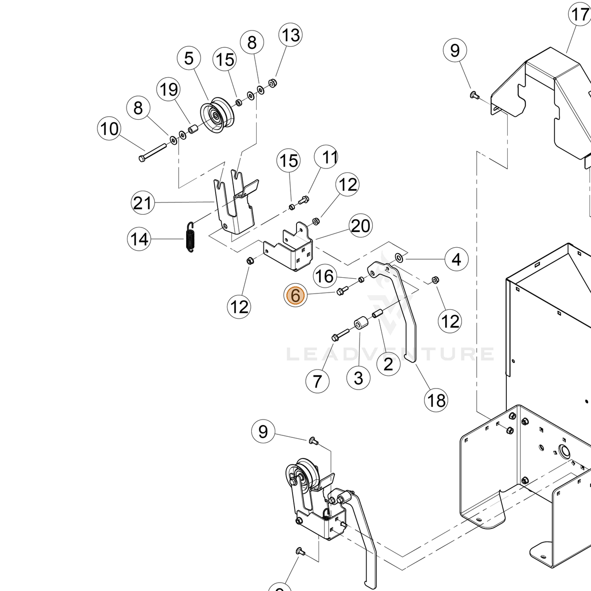 ECHO part YH436000030 — IPL diagram snippet (6x zoom, amber highlight)