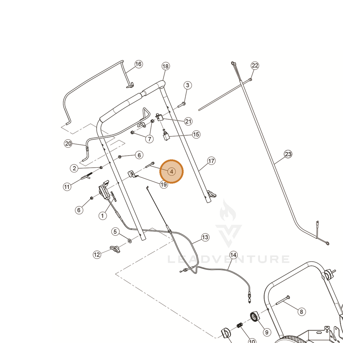 ECHO part YH436000110 — IPL diagram snippet (6x zoom, amber highlight)