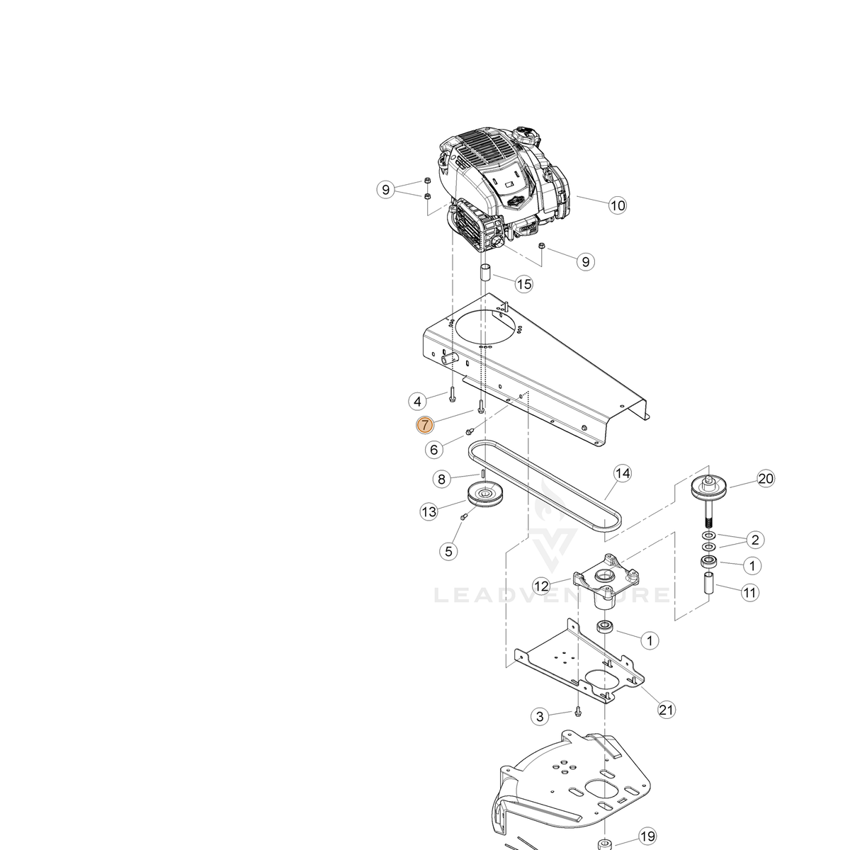 ECHO part YH436000120 — IPL diagram snippet (6x zoom, amber highlight)