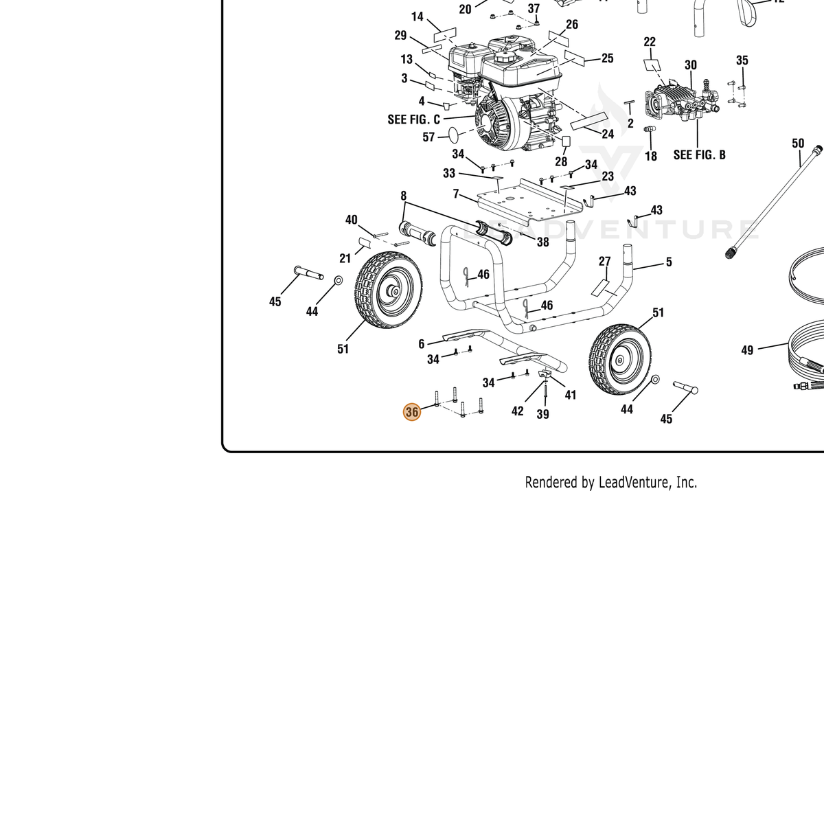 ECHO part YH437000030 — IPL diagram snippet (6x zoom, amber highlight)