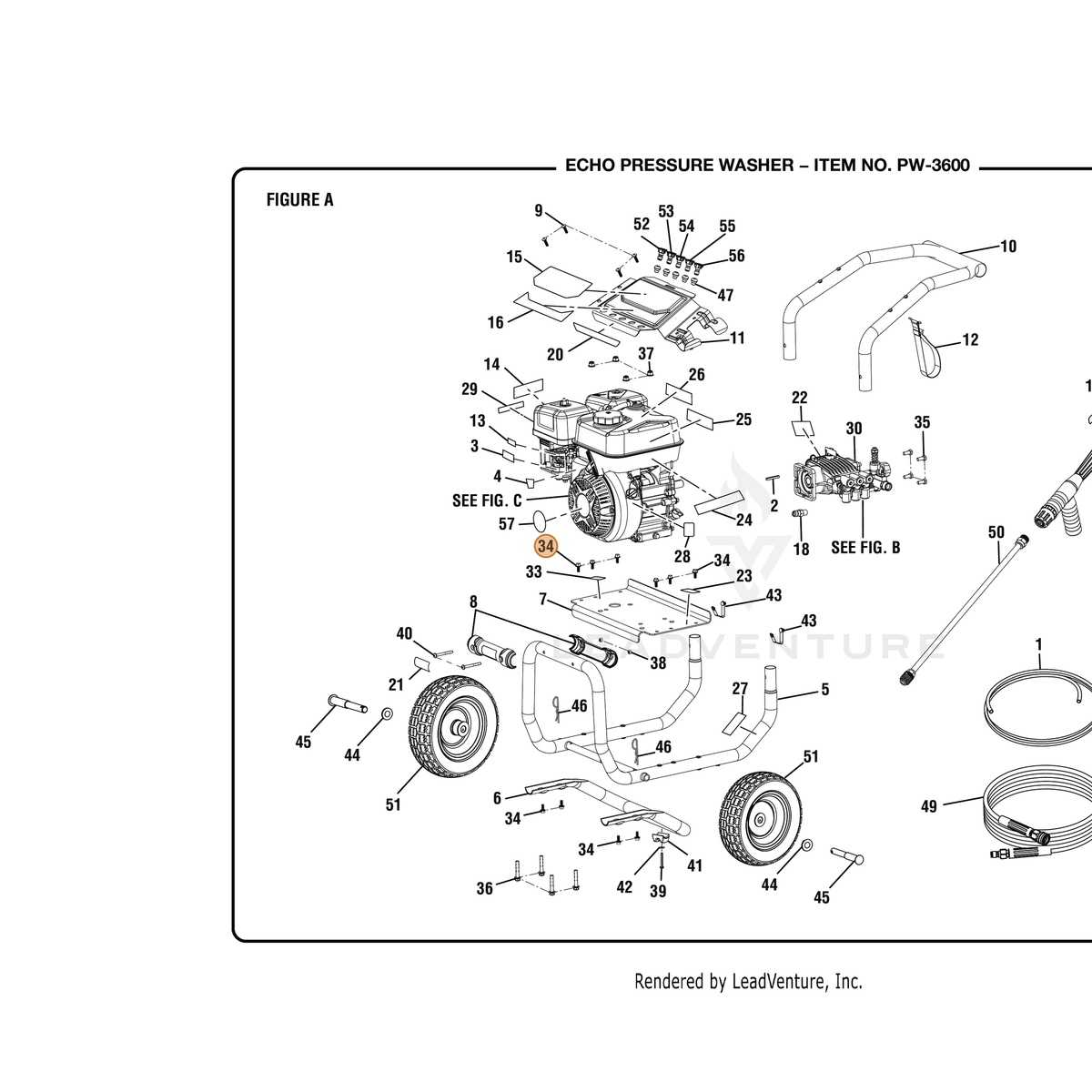 ECHO part YH437000040 — IPL diagram snippet (6x zoom, amber highlight)