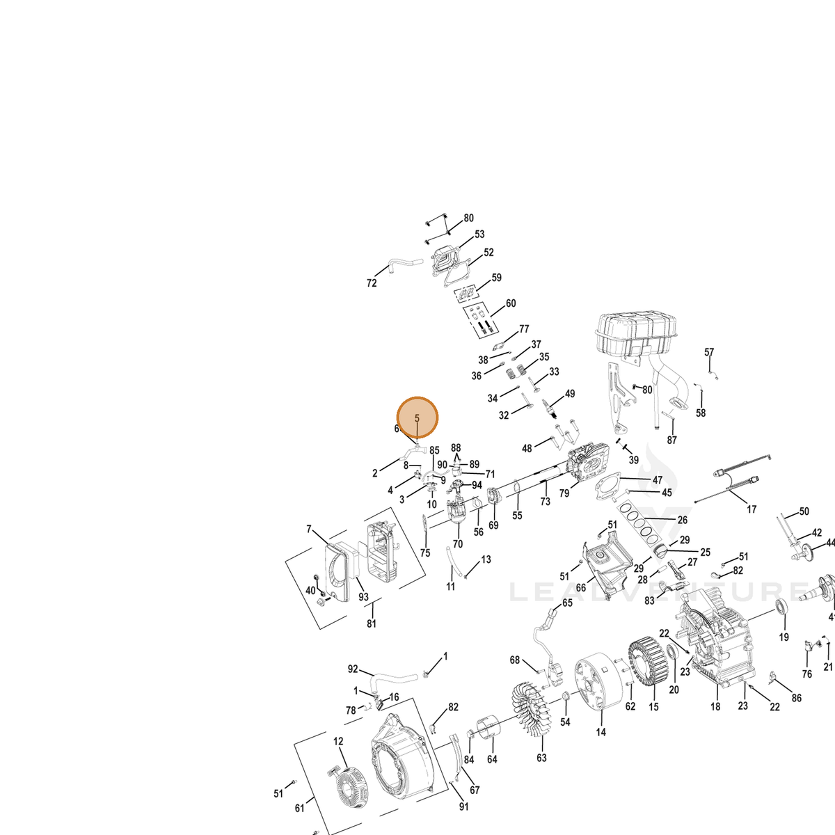 ECHO part YH439000000 — IPL diagram snippet (6x zoom, amber highlight)