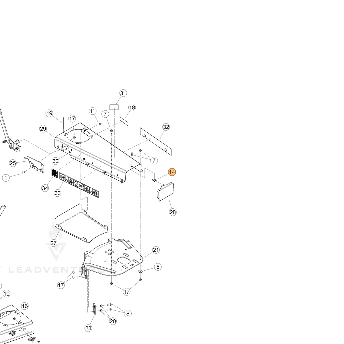 ECHO part YH449000020 — IPL diagram snippet (6x zoom, amber highlight)