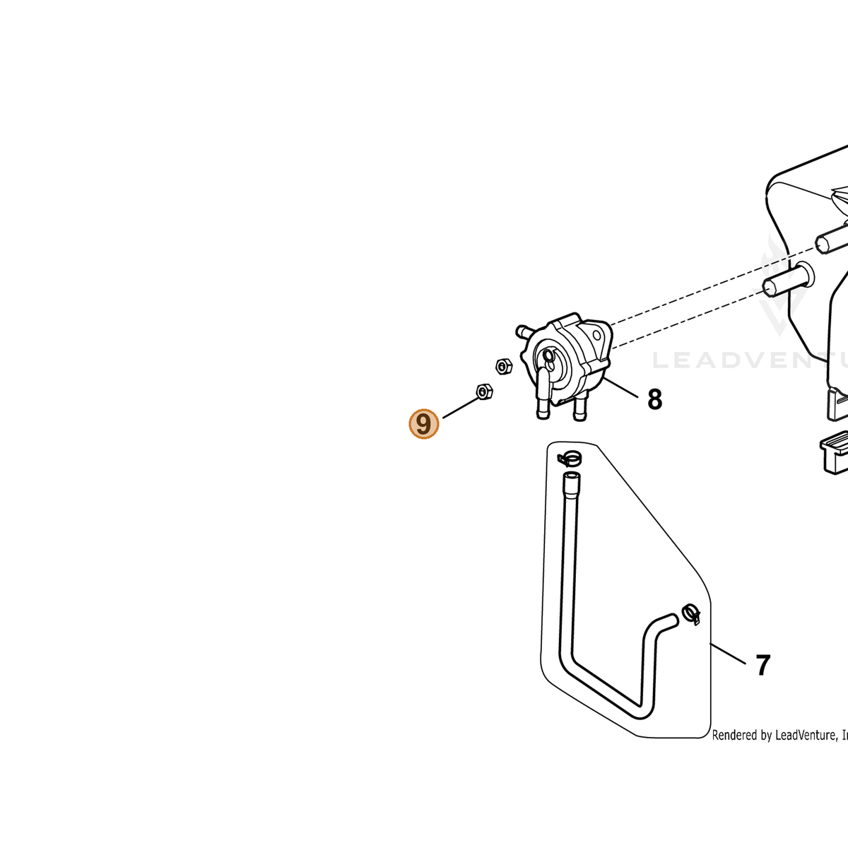 ECHO part YH450000040 — IPL diagram snippet (6x zoom, amber highlight)