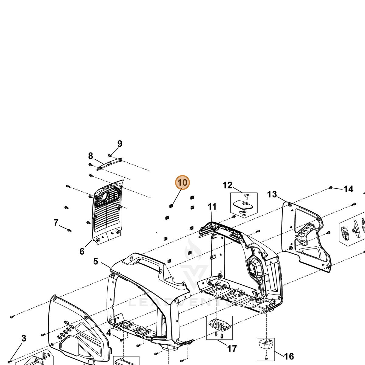 ECHO part YH450000050 — IPL diagram snippet (6x zoom, amber highlight)