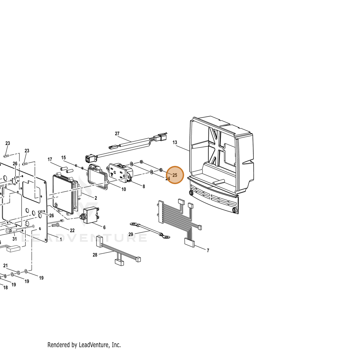 ECHO part YH450000130 — IPL diagram snippet (6x zoom, amber highlight)