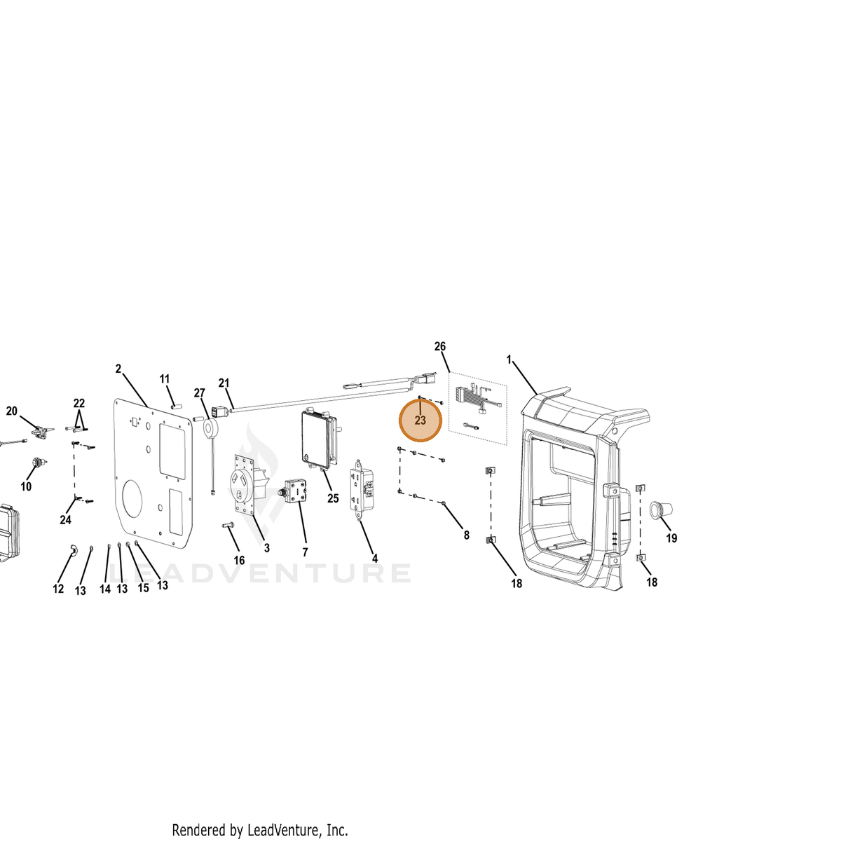 ECHO part YH450000140 — IPL diagram snippet (6x zoom, amber highlight)