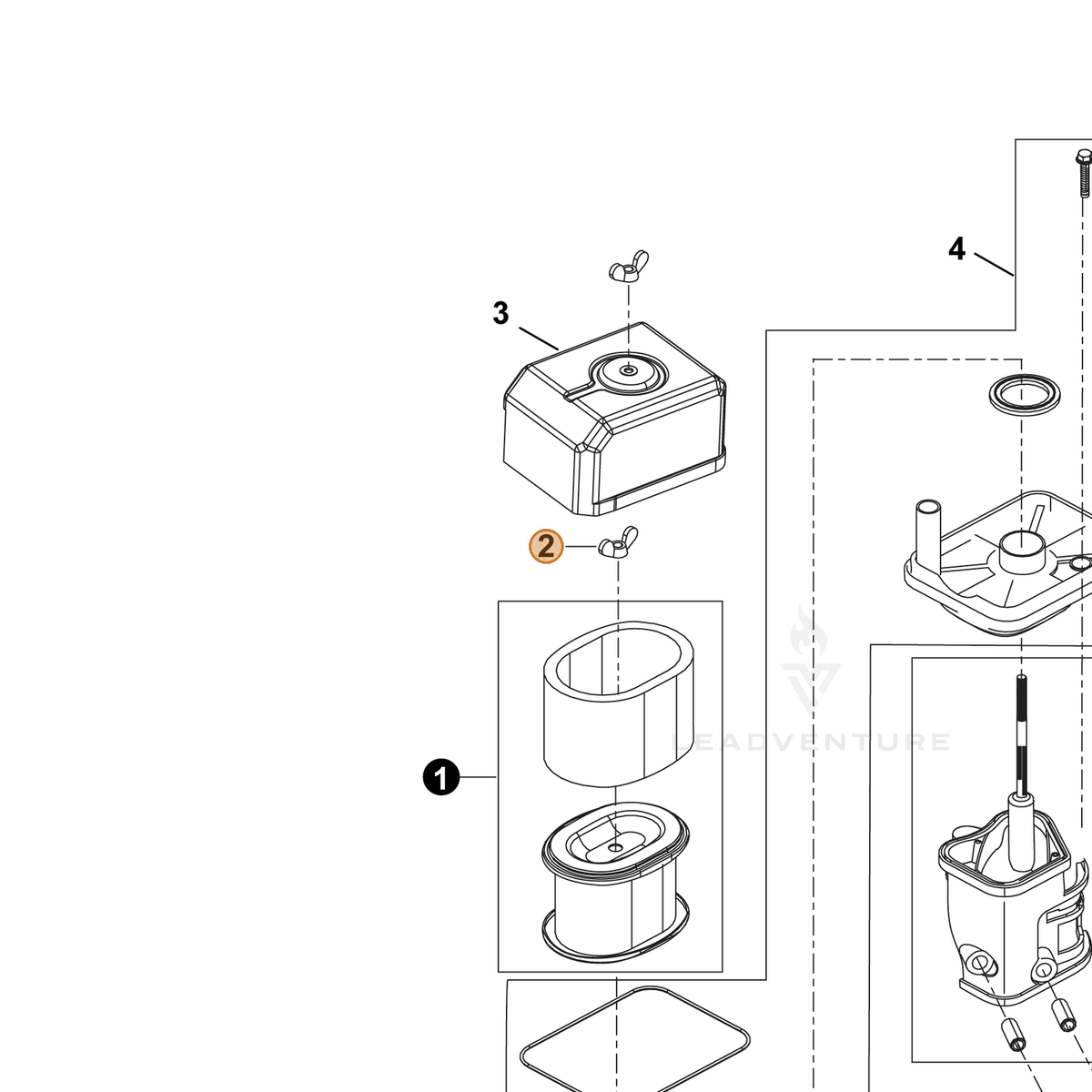 ECHO part YH450000180 — IPL diagram snippet (6x zoom, amber highlight)