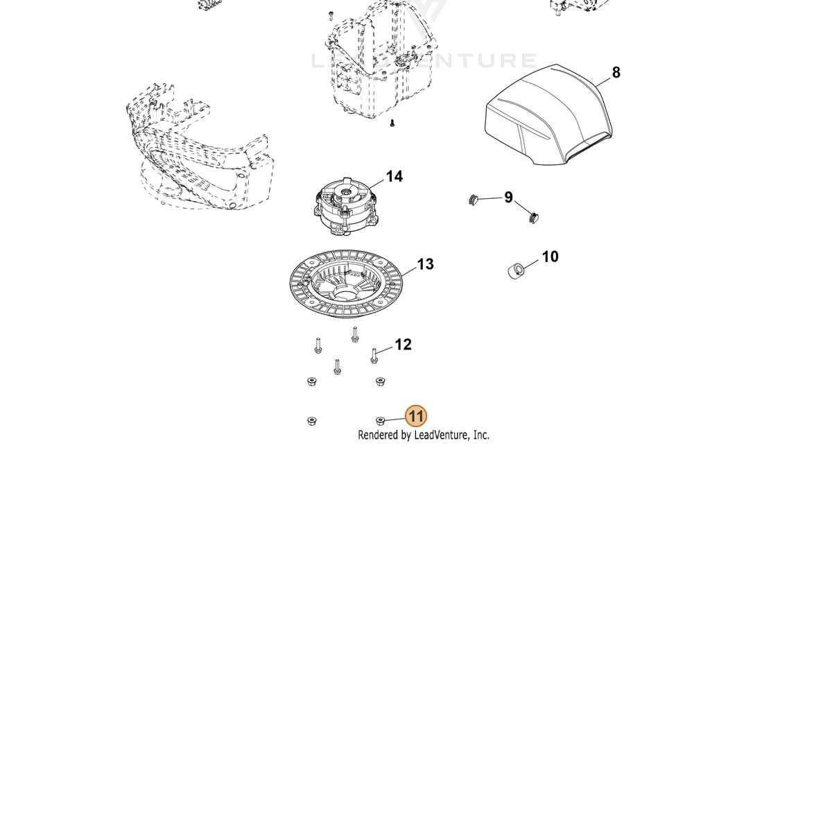 ECHO part YH450000210 — IPL diagram snippet (6x zoom, amber highlight)