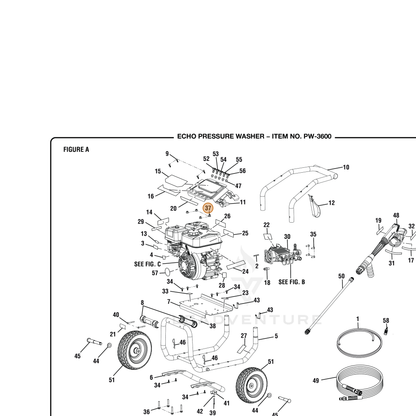 ECHO part YH450000250 — IPL diagram snippet (6x zoom, amber highlight)