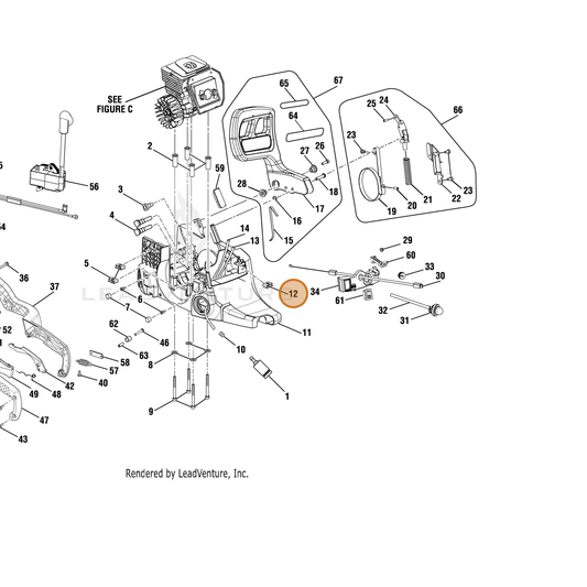 Echo part YH450000290 — IPL diagram snippet (6x zoom, amber highlight)
