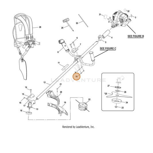 Echo part YH450000340 — IPL diagram snippet (6x zoom, amber highlight)