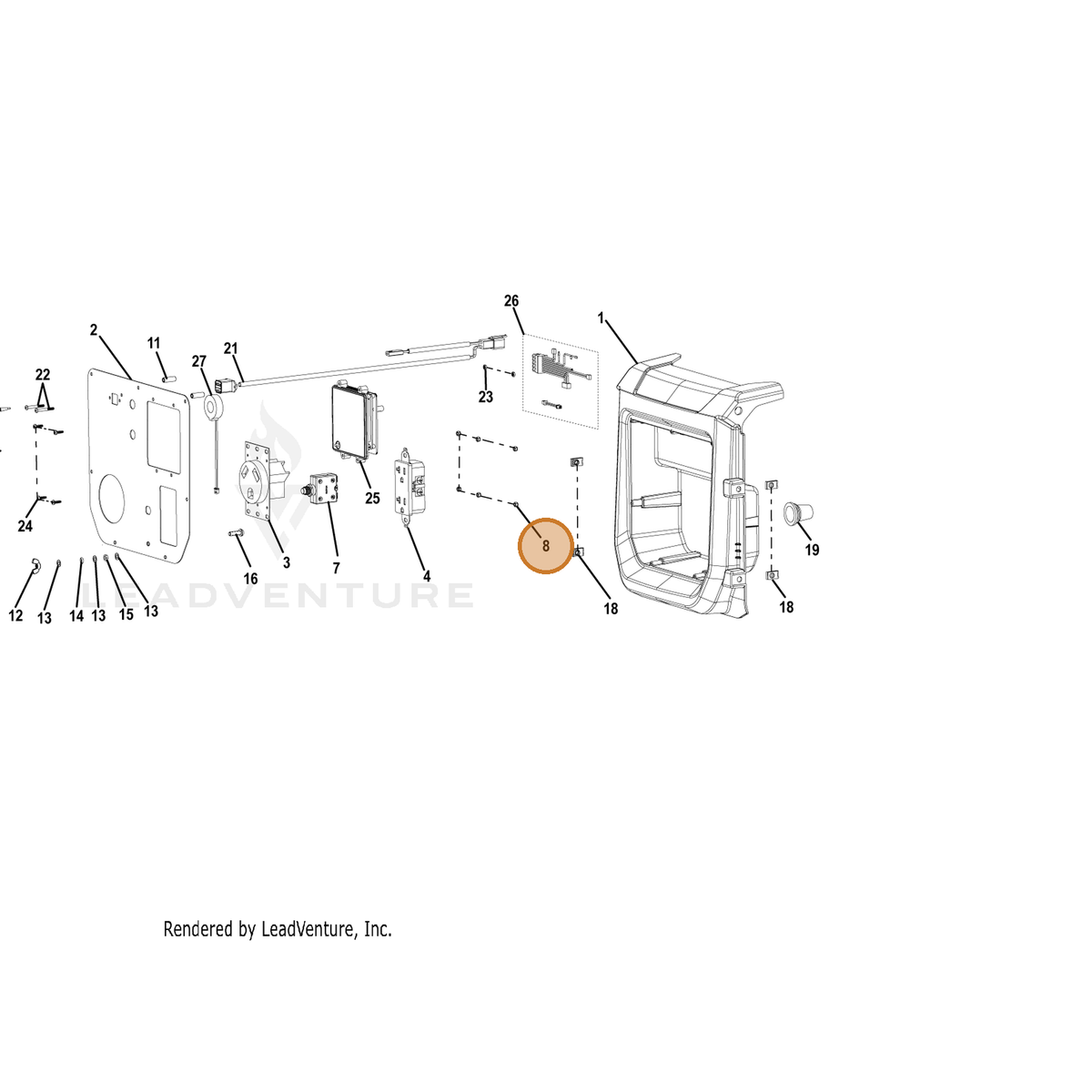 ECHO part YH450000410 — IPL diagram snippet (6x zoom, amber highlight)