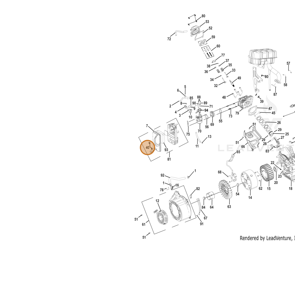 ECHO part YH450000420 — IPL diagram snippet (6x zoom, amber highlight)