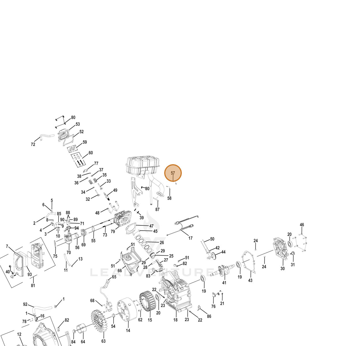 ECHO part YH450000440 — IPL diagram snippet (6x zoom, amber highlight)