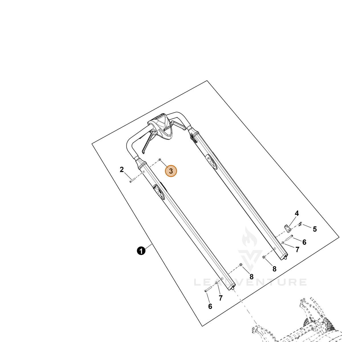 ECHO part YH450000460 — IPL diagram snippet (6x zoom, amber highlight)