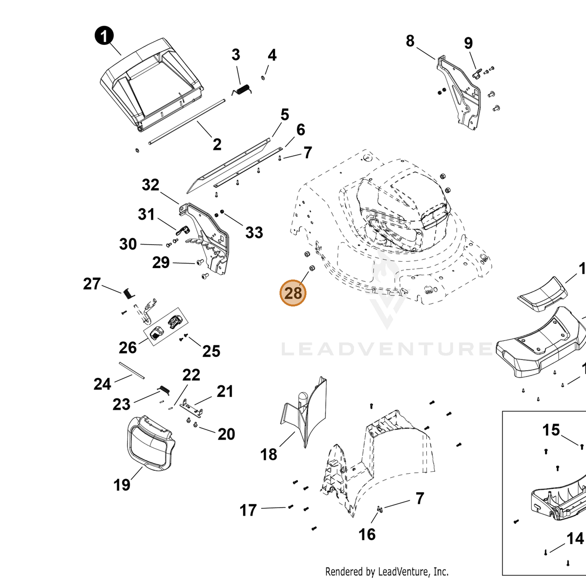 ECHO part YH450000470 — IPL diagram snippet (6x zoom, amber highlight)