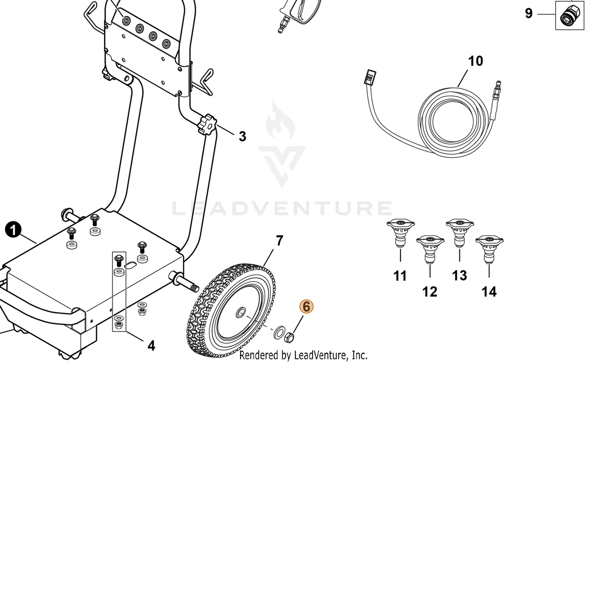 ECHO part YH450000480 — IPL diagram snippet (6x zoom, amber highlight)