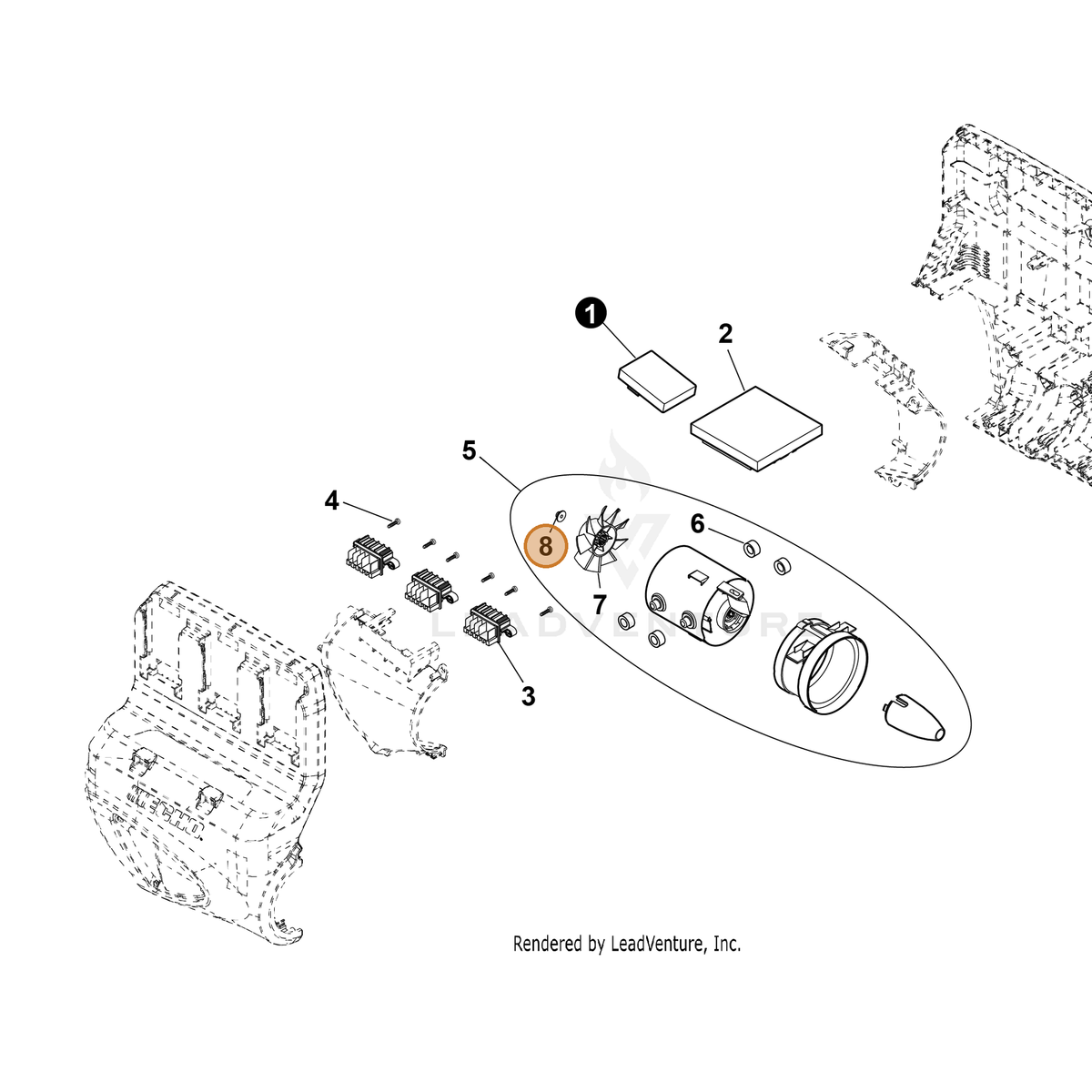 ECHO part YH450000540 — IPL diagram snippet (6x zoom, amber highlight)