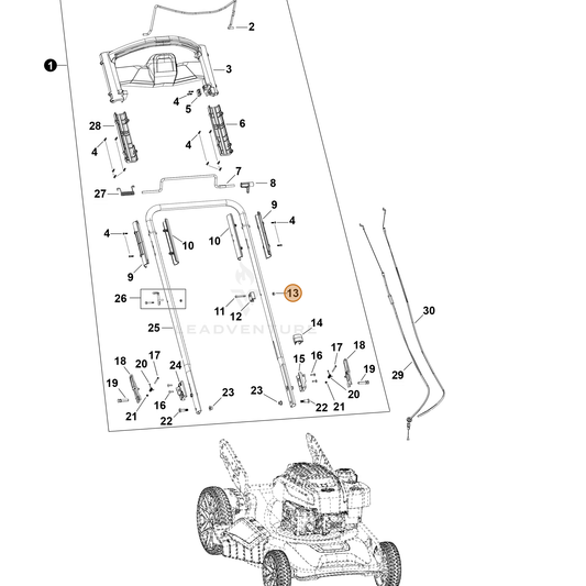 Echo part YH450000580 — IPL diagram snippet (6x zoom, amber highlight)
