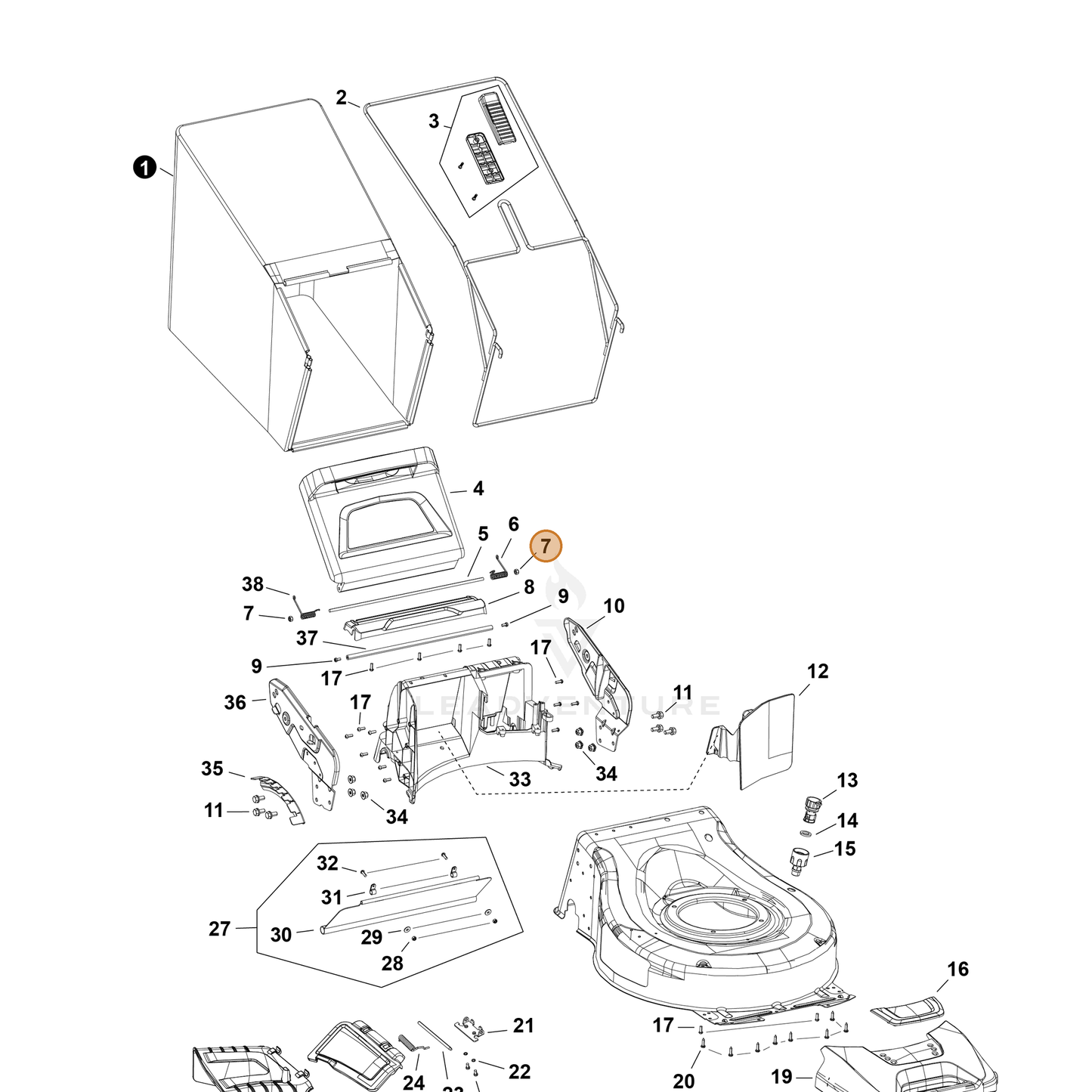 Echo part YH450000590 — IPL diagram snippet (6x zoom, amber highlight)