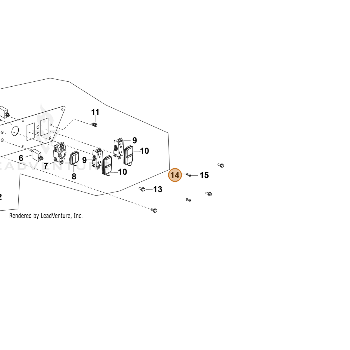 ECHO part YH451000010 — IPL diagram snippet (6x zoom, amber highlight)