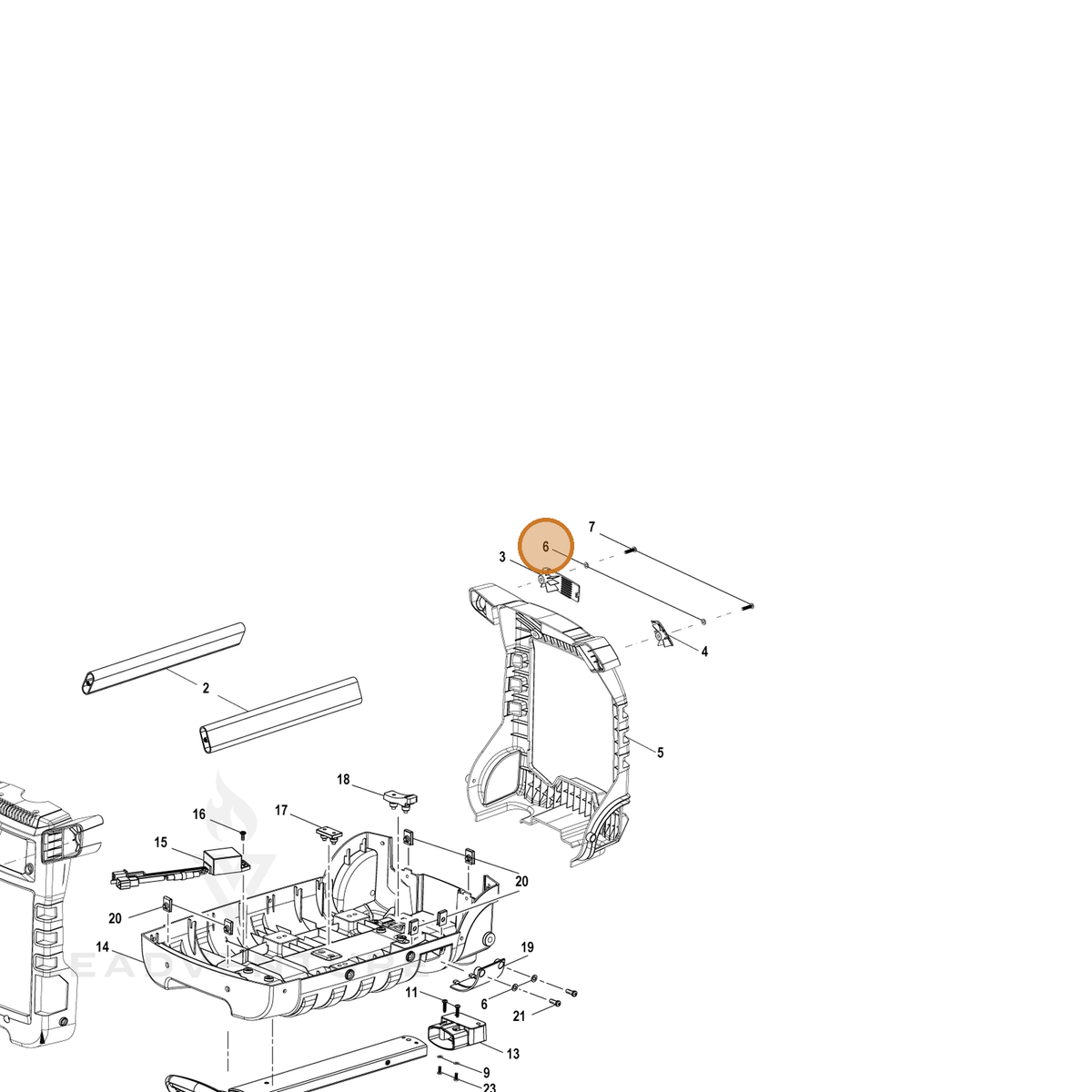ECHO part YH451000040 — IPL diagram snippet (6x zoom, amber highlight)