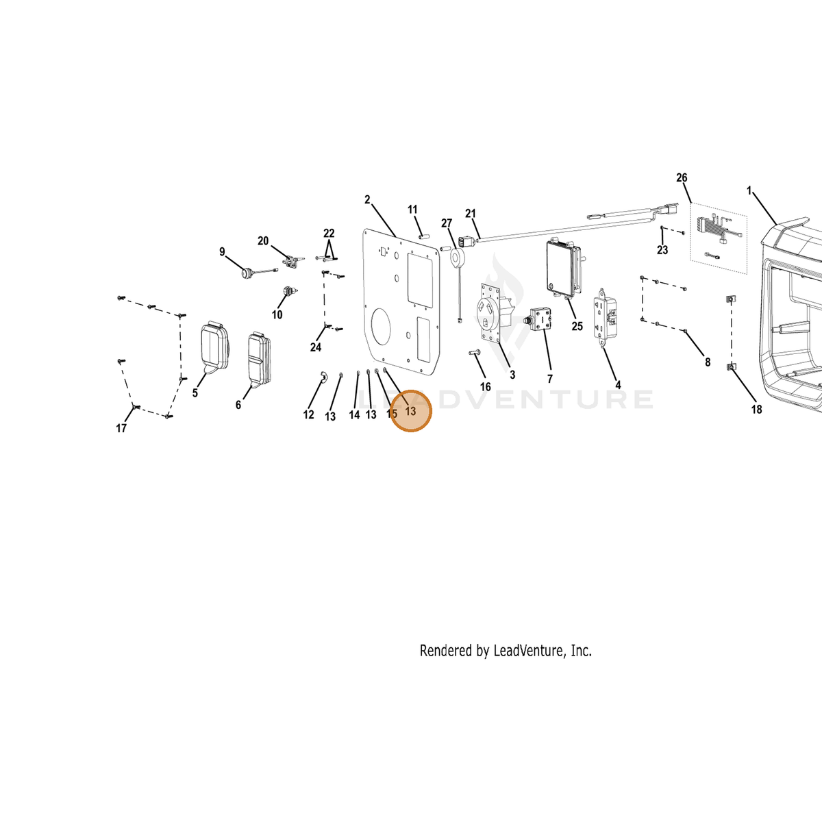 ECHO part YH451000050 — IPL diagram snippet (6x zoom, amber highlight)