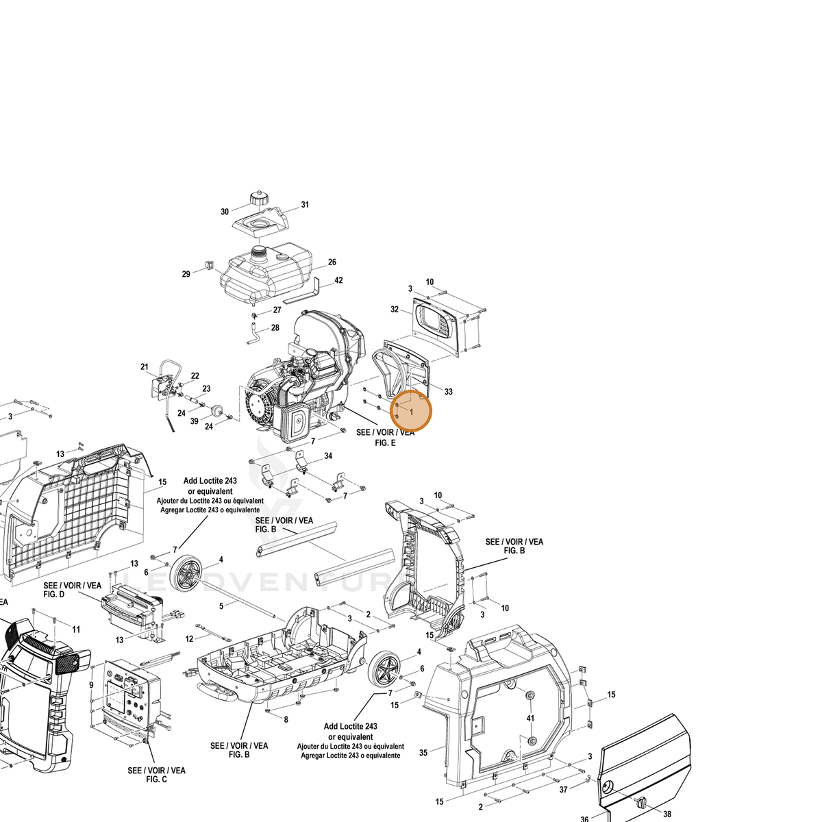 ECHO part YH451000061 — IPL diagram snippet (6x zoom, amber highlight)